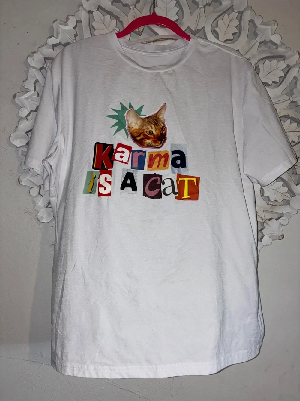 Karma is a Cat Graphic Tee - White